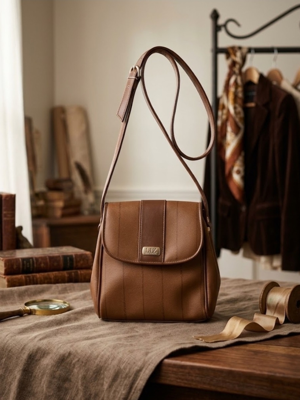 Liz Claiborne Tan Brown Leather Shoulder Bag